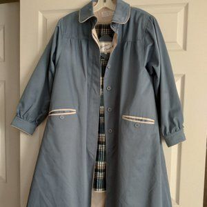 WEATHER CHASERS women's Coat Blue w/Checked detached lining size16P Vintage